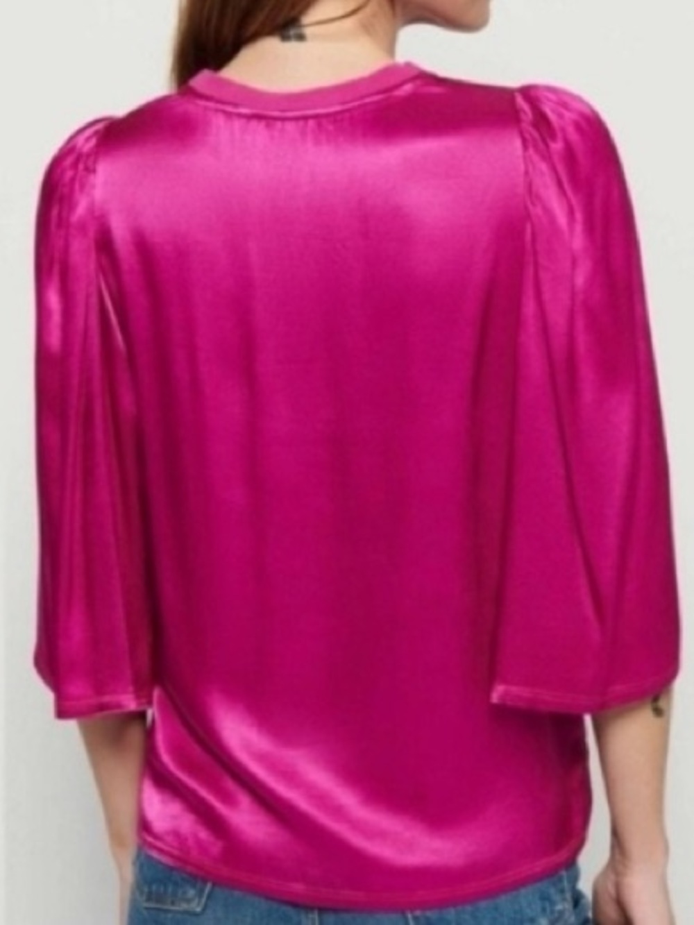 Nation LTD Donna Satin Bell Sleeve Top Small - Picture 2 of 10